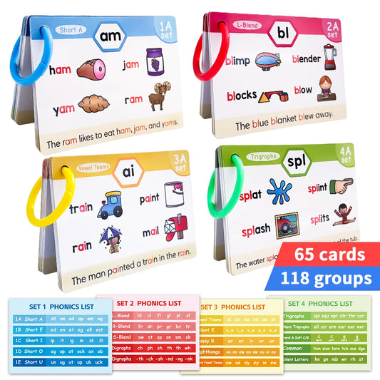 📚 65Pcs Phonics Flashcards – Fun Learning for Kids! 🎓✨