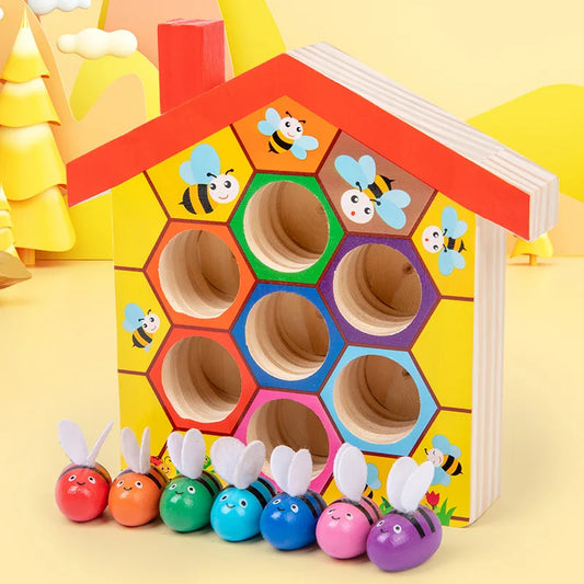 🐝 Montessori Wooden Bee Sorting Game – Fun & Educational!