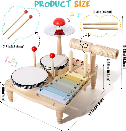 Wooden Xylophone & Drum Set for Toddlers 🥁🎶