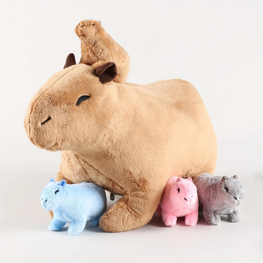 Kawaii Capybara Plush – Mommy & Babies Set! 🧡✨