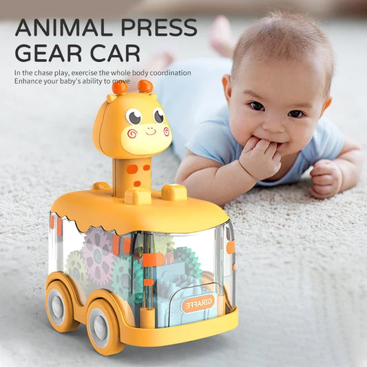 Press & Go Gear Car – Fun Inertia Toy for Kids! 🦖🚗