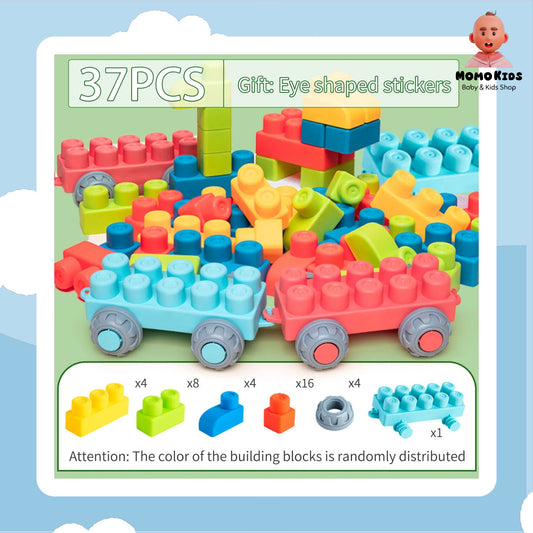 🧩 Montessori Soft Rubber Building Blocks – Safe & Fun for Toddlers!