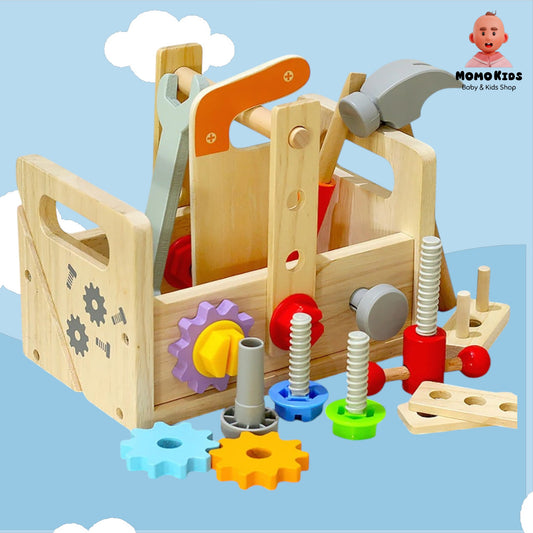 🔩 Montessori Kids Wooden Workbench – STEM Construction Playset!