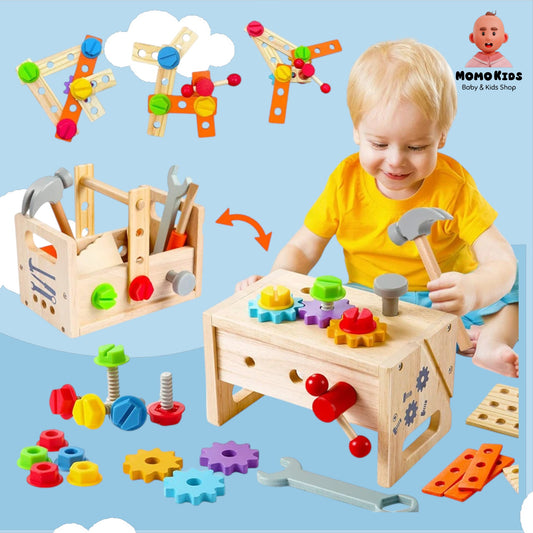 🔩 Montessori Kids Wooden Workbench – STEM Construction Playset!