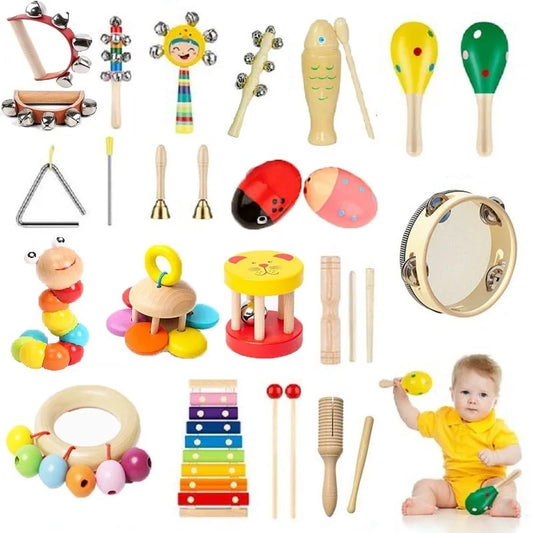 🎶 Montessori Wooden Rattle – Safe & Soothing for Babies!