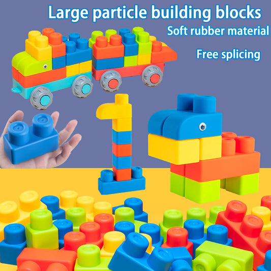 🧩 Montessori Soft Rubber Building Blocks – Safe & Fun for Toddlers!