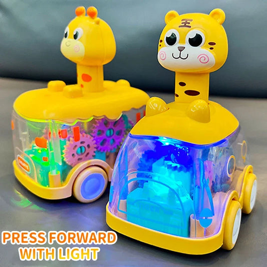 Press & Go Gear Car – Fun Inertia Toy for Kids! 🦖🚗