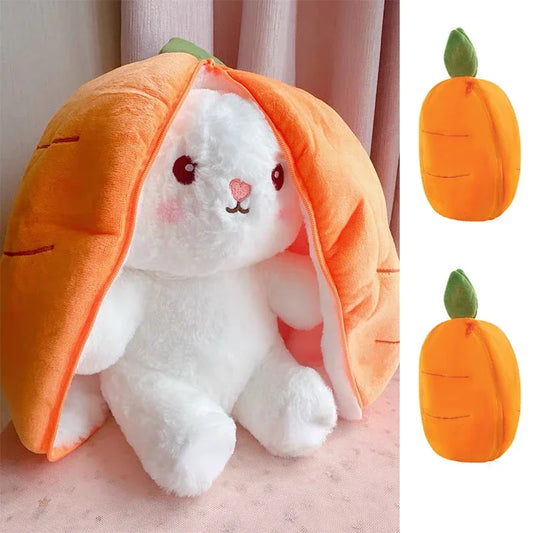 Fruit Bunny Plush – Adorable Rabbit in Strawberry & Carrot! 🐰🥕🍓