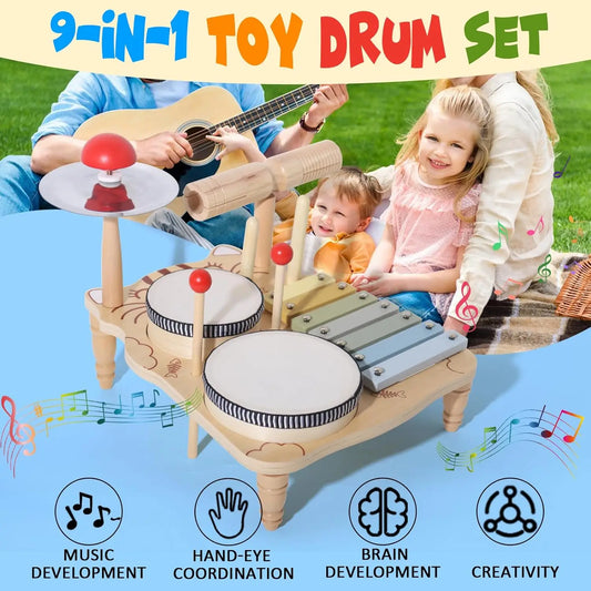 Wooden Xylophone & Drum Set for Toddlers 🥁🎶